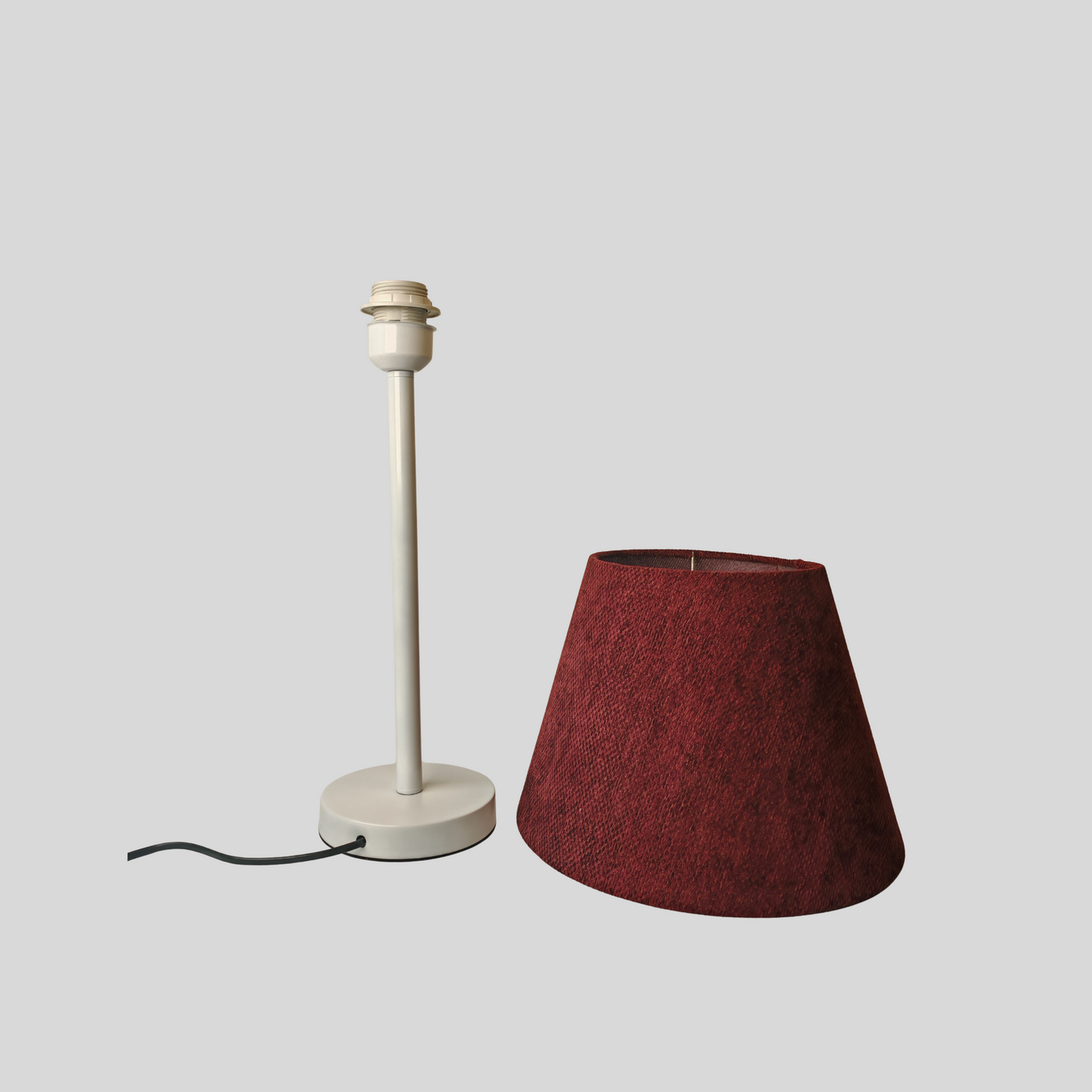 Modern White Table Lamp with Burgundy Shade & Adjustable Spotlight – Flexible Bedside & Desk Lighting E27