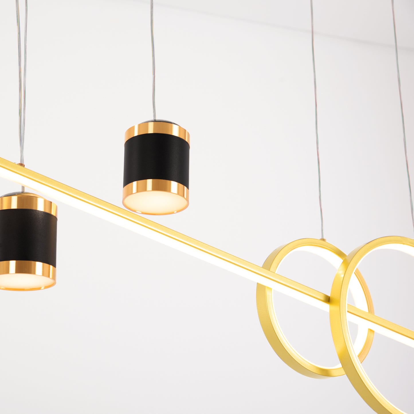 Modern Gold 4-Head Metal LED Pendant Light – Luxury Hanging Ceiling Chandelier 3000K Warm Light
