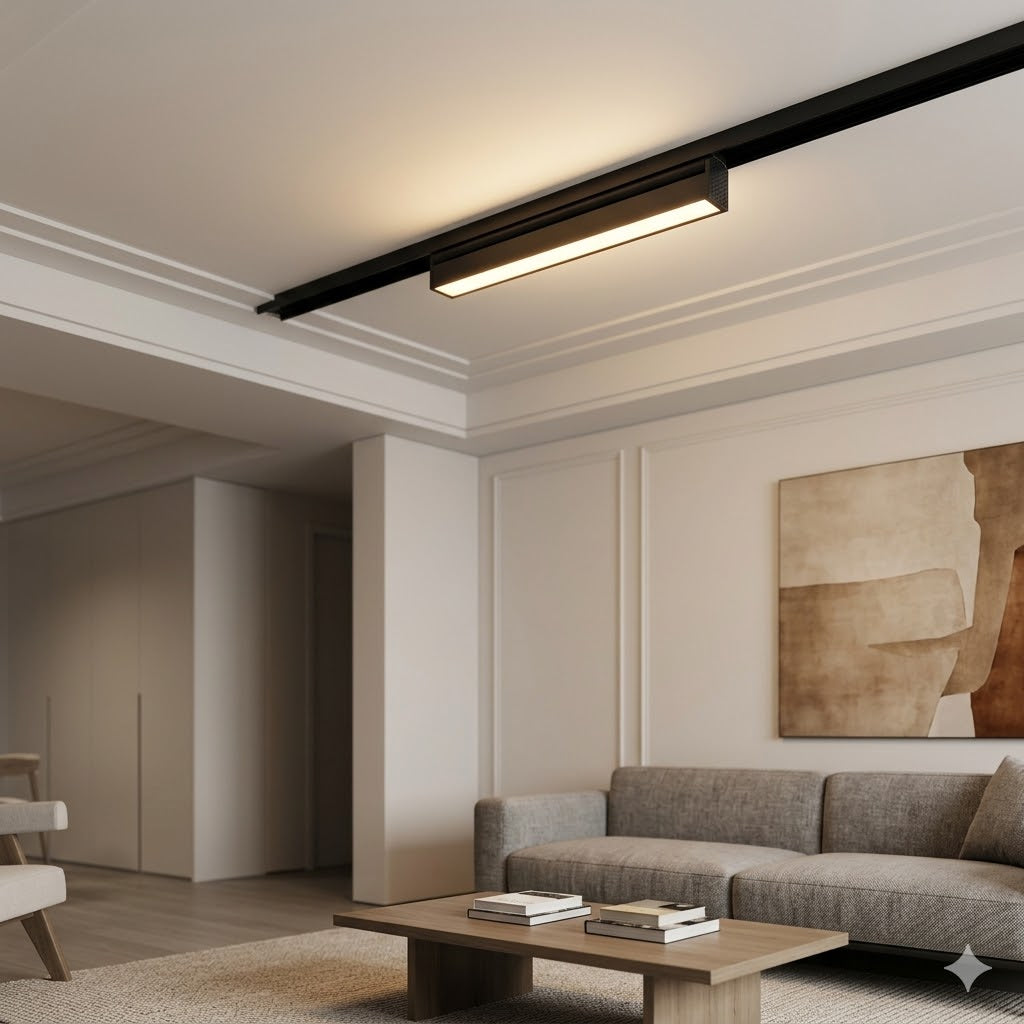 Magnetic Track Light 40W 120cm Warm White 3000K – Modern Black LED Linear Light for Ceiling & Wall