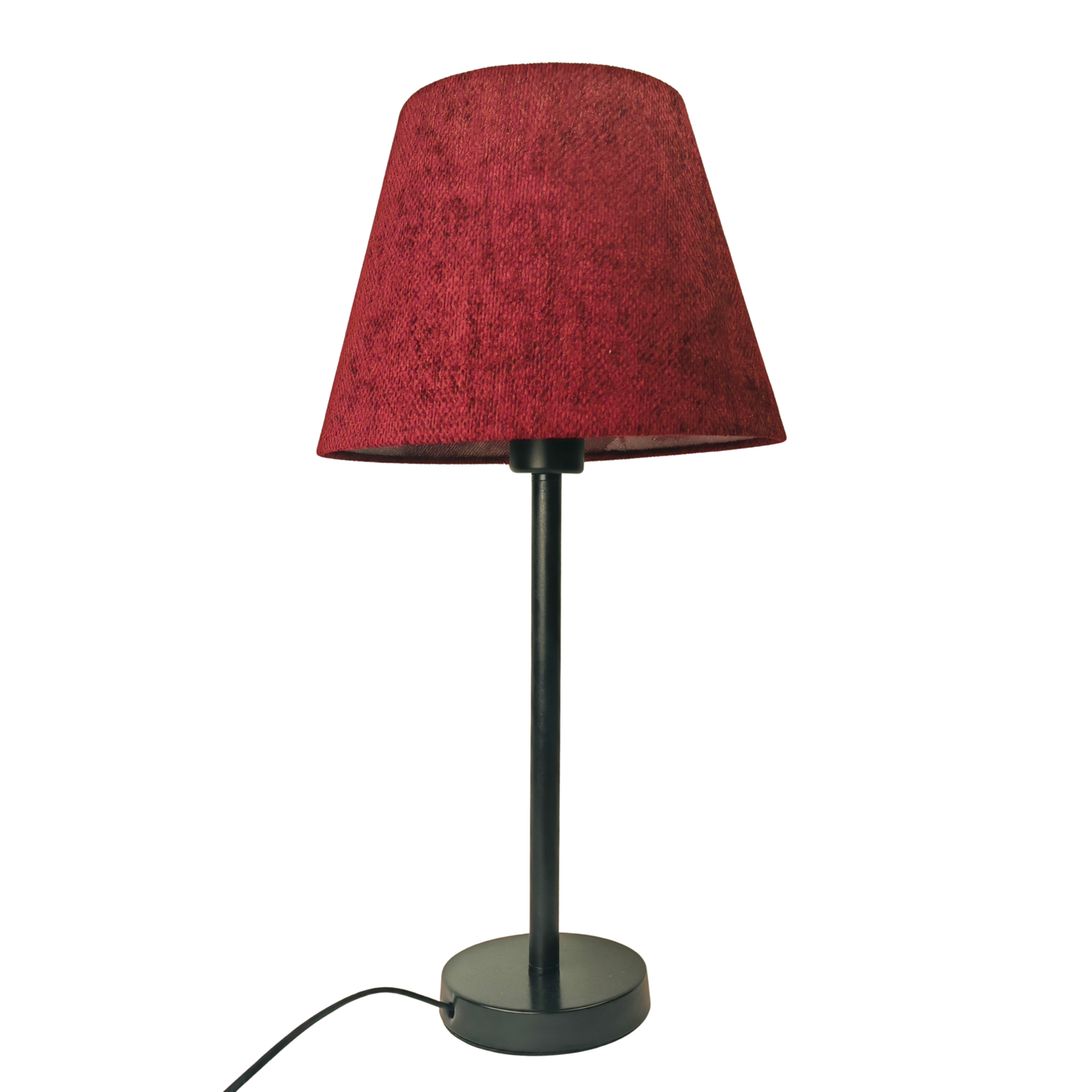 Modern Black Table Lamp with Burgundy Shade – Elegant Bedside & Desk Lighting E27