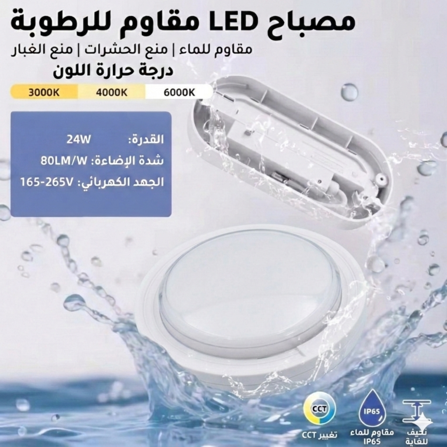 Modern White LED Ceiling & Wall Light 24W 3 Color Changing IP54