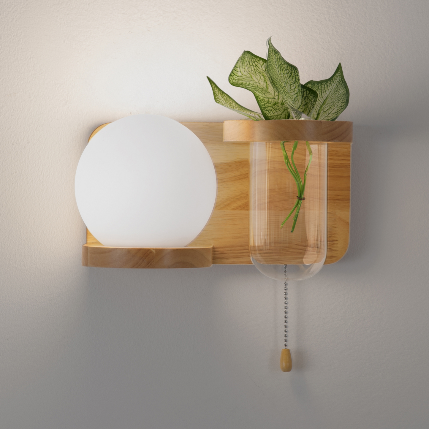 Modern Wooden Wall Light Left Design with E27 Bulb – Stylish Indoor Wall Sconce