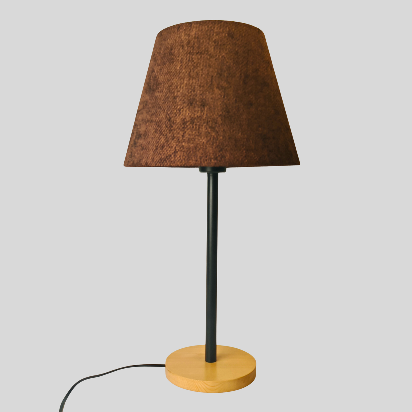 Modern Table Lamp with Wooden Base and Coffee Shade – Stylish Bedside & Desk Lighting E27