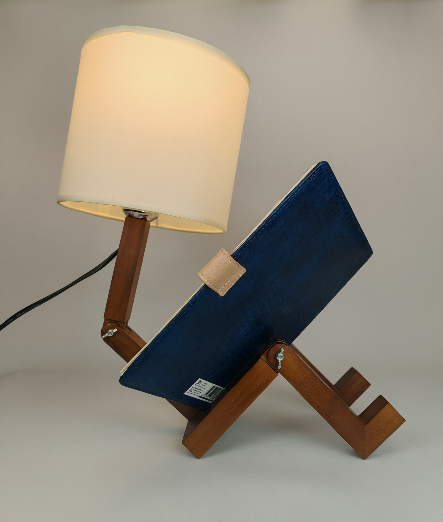 Modern Wooden Table Lamp Coffee Brown E27 Bedside Lamp with Book Holder Decorative Lighting