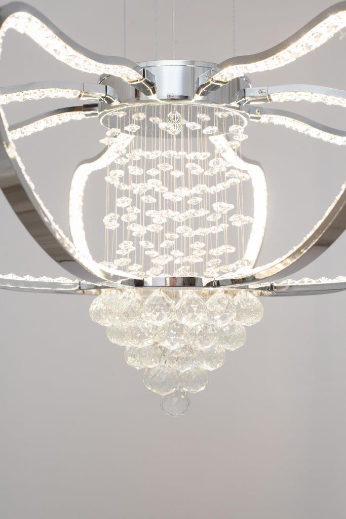 Modern Silver LED Chandelier Warm Light Metal Ceiling Mounted Pendant
