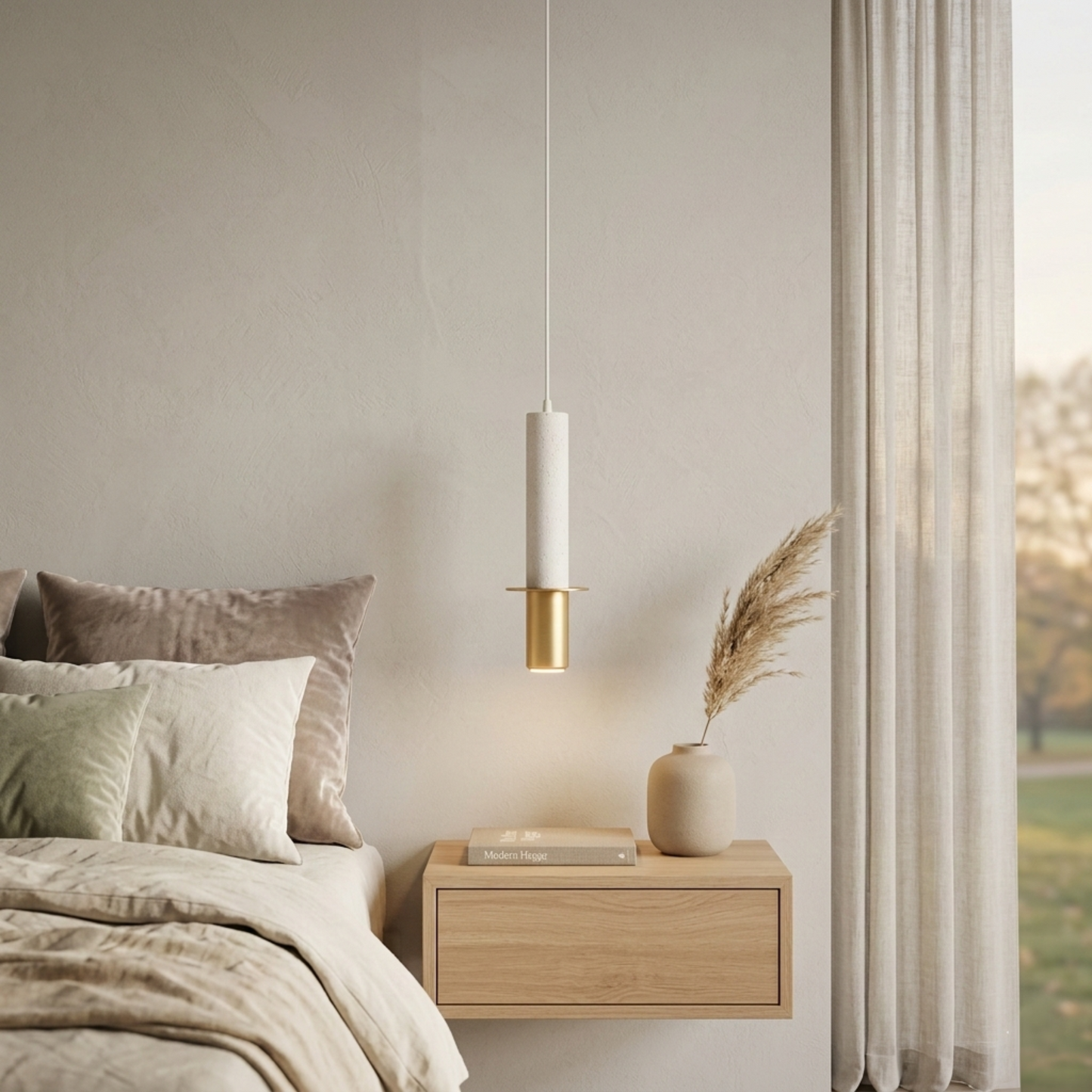 Modern Stone Beige Pendant Spot Light MR16 Hanging Cylinder Light