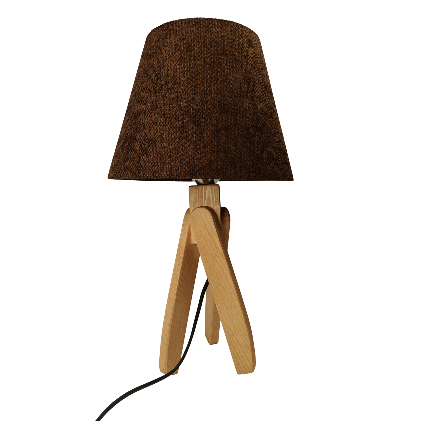 Modern Wooden Table Lamp with Coffee Shade – Natural Bedside & Desk Lighting E27
