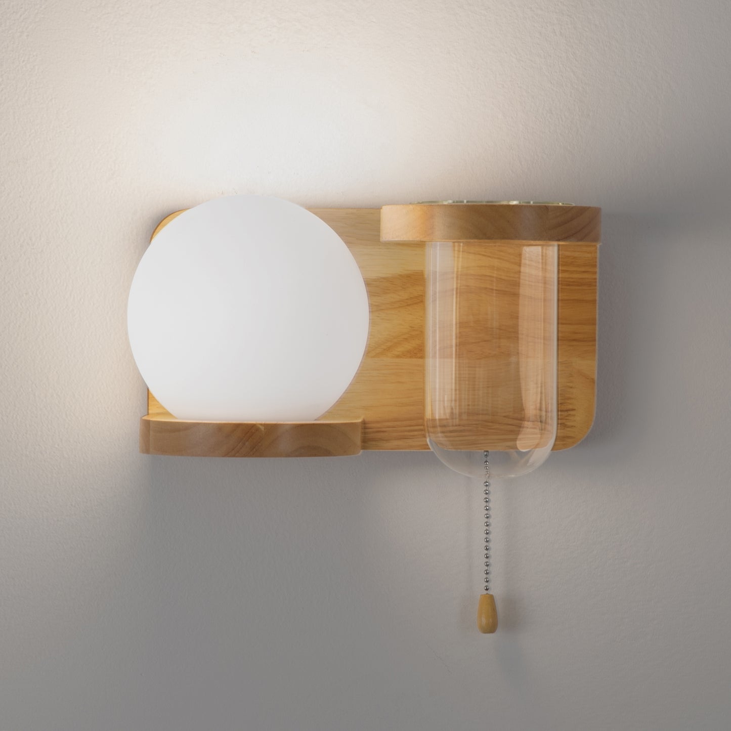 Modern Wooden Wall Light Left Design with E27 Bulb – Stylish Indoor Wall Sconce