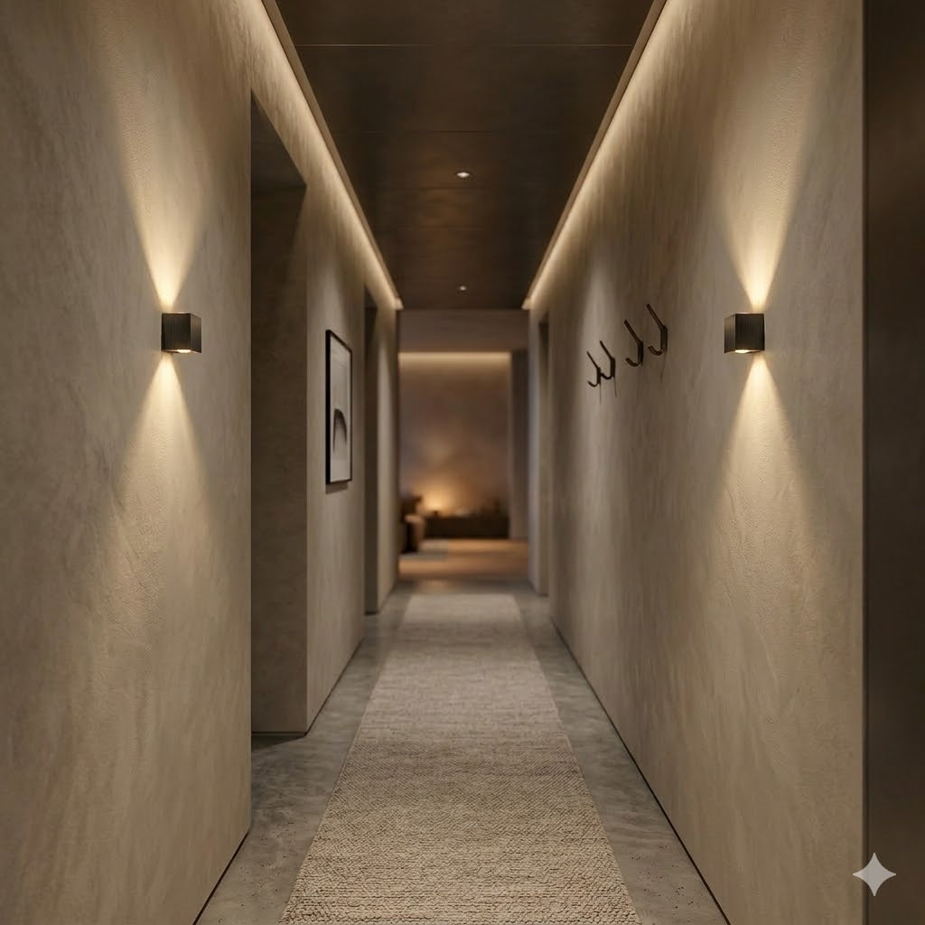 Modern Black LED Wall Light 2 Heads 4W Warm Light Metal Wall Mounted Sconce