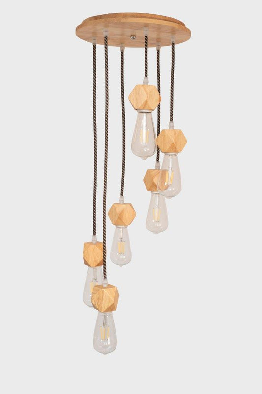 Modern wooden pendant blocks - 6 lamps